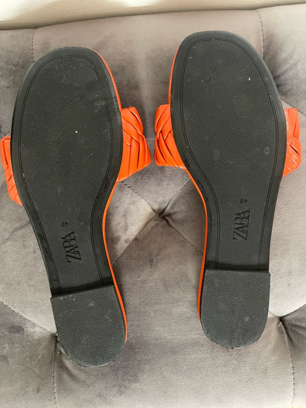 Zara Braided Slide Sandals in Bright Orange - Picture 3 of 3